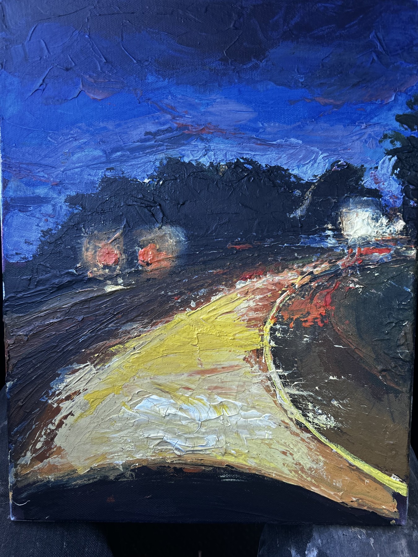 Blue landscape with a curved path, by Alejandro David Quesada Vázquez