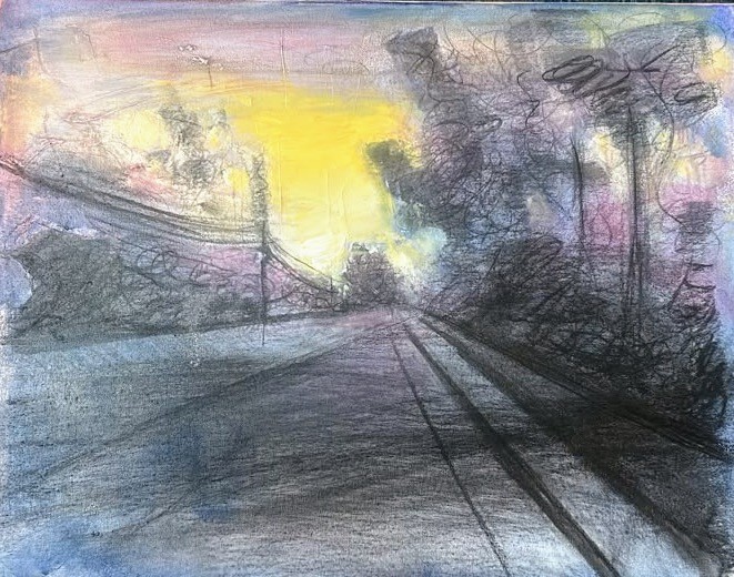 Expressive landscape in yellow, pink, and blue, by Alejandro David Quesada Vázquez
